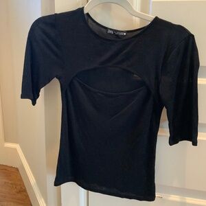 Black Zara open chest crop top